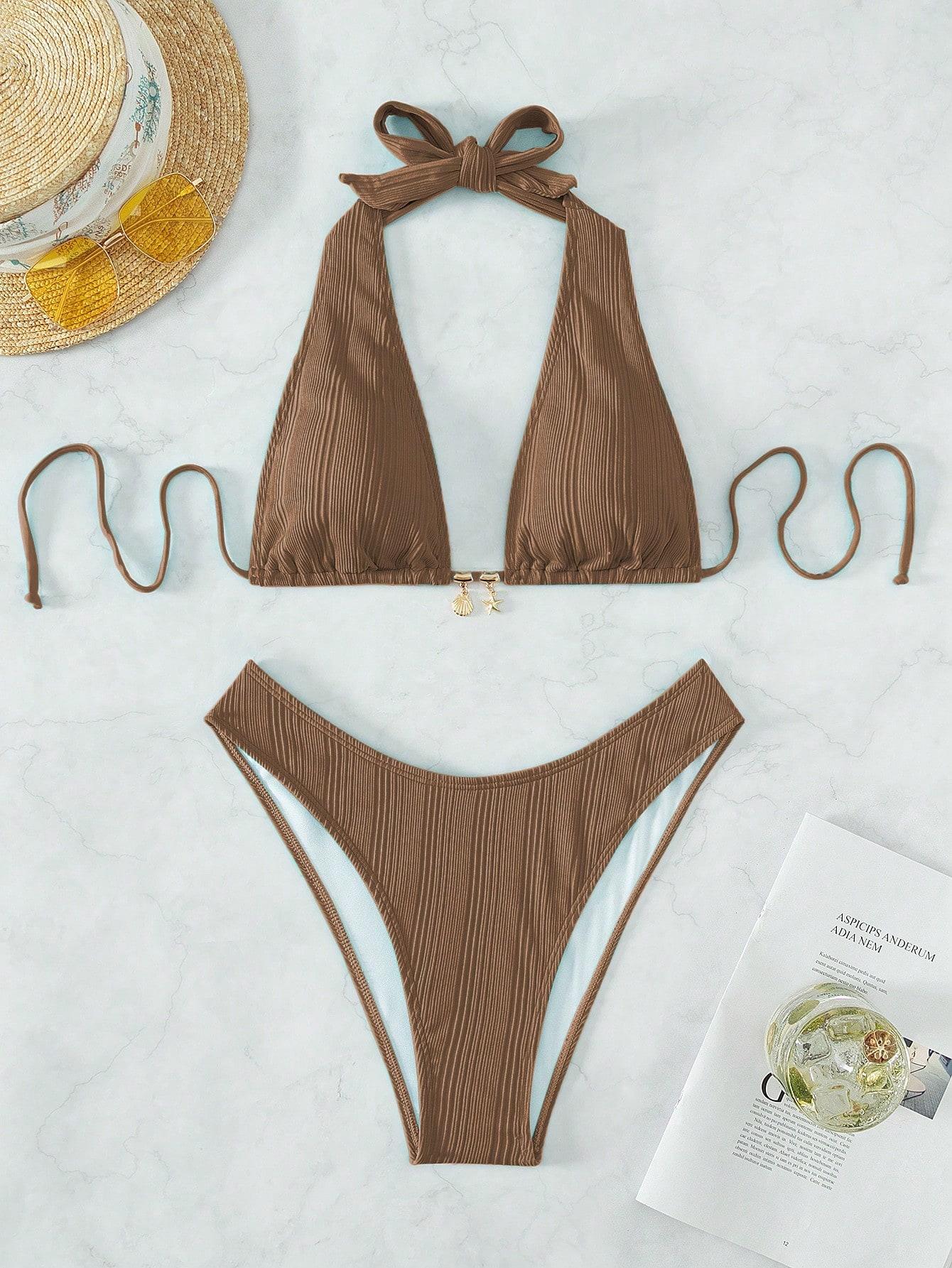 SHEIN BRĄZOWY STRÓJ KĄPIELOWY S09__XL