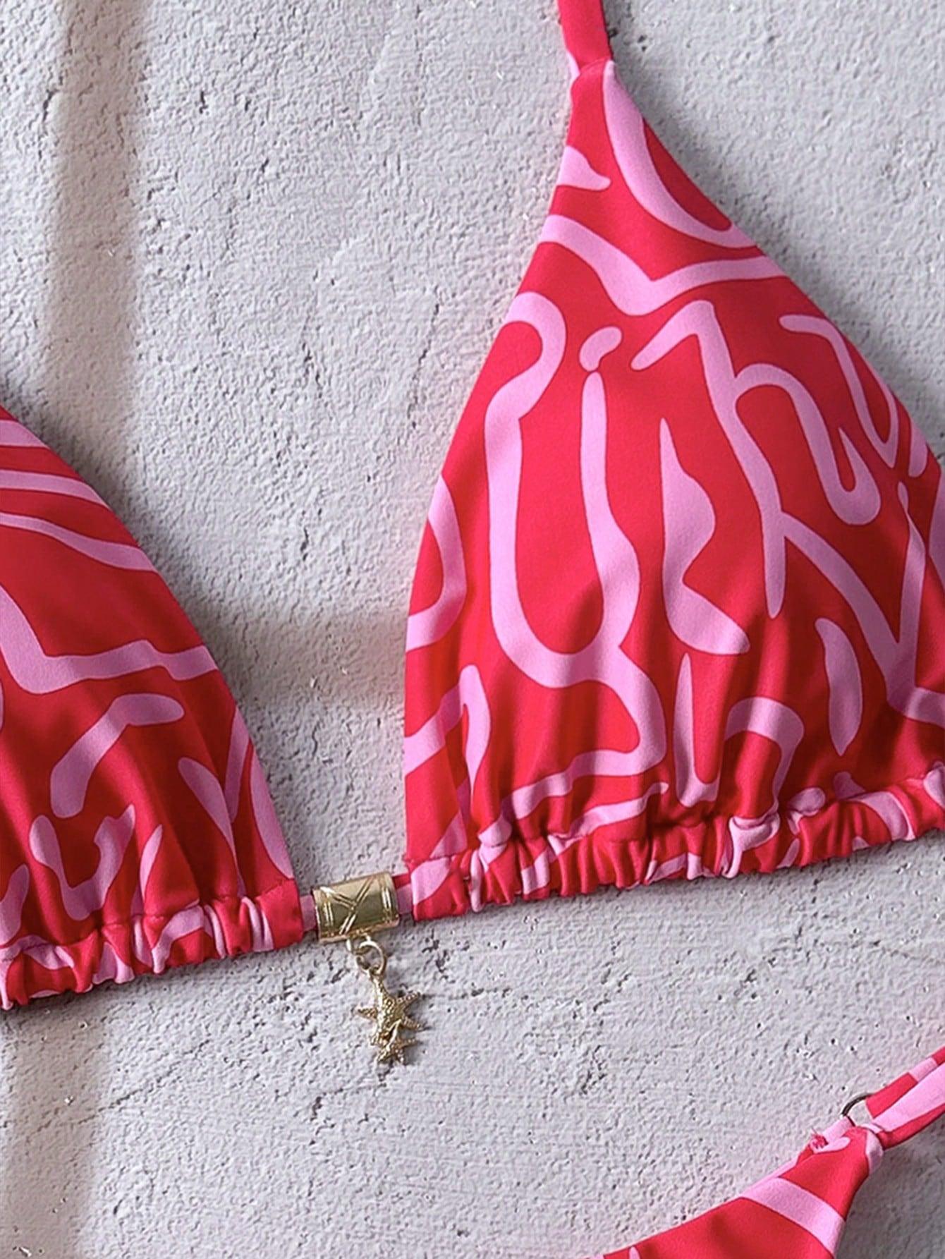SHEIN RÓŻOWY DWUCZĘŚCIOWY STRÓJ KĄPIELOWY WZÓR S09__M