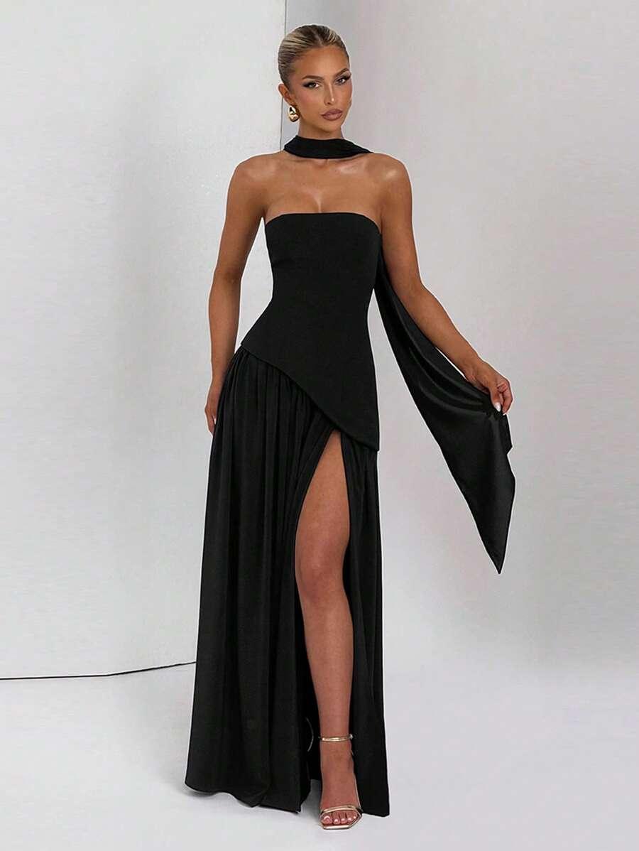 SHEIN CZARNA MAXI SUKIENKA