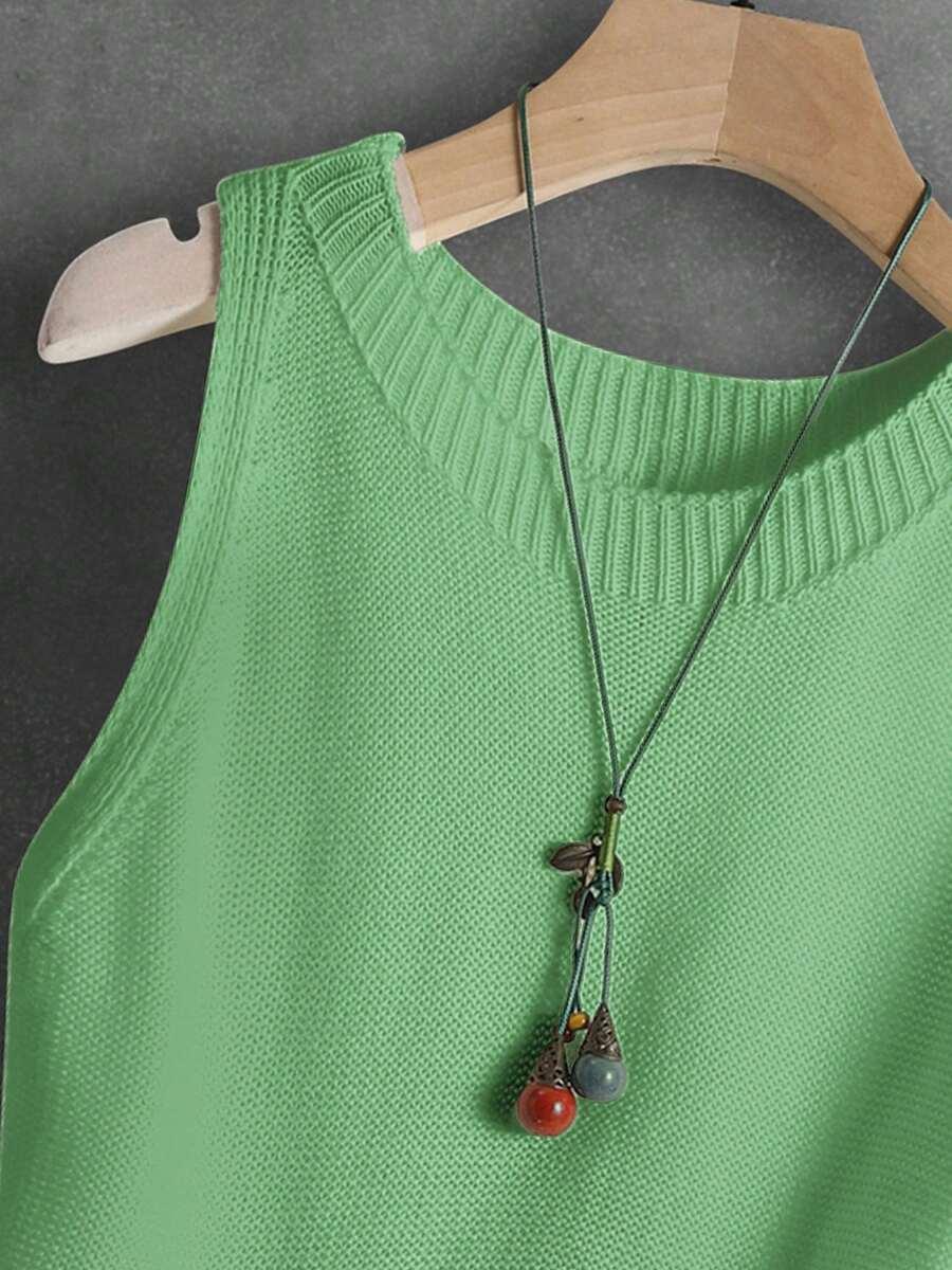 SHEIN ZIELONA BLUZKA BEZ RĘKAWÓW DZIANINA S06__XXL