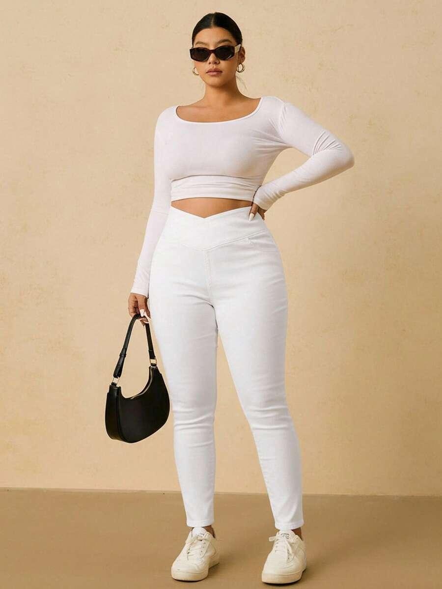 SHEIN BIAŁE SPODNIE RURKI S06__48