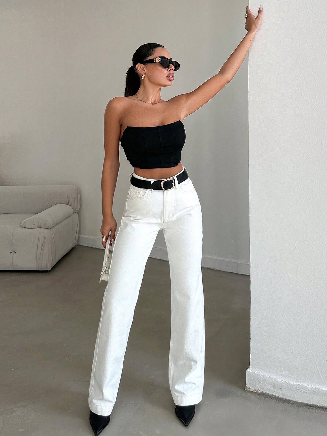 SHEIN BIAŁE SPODNIE JEANSOWE S06__M