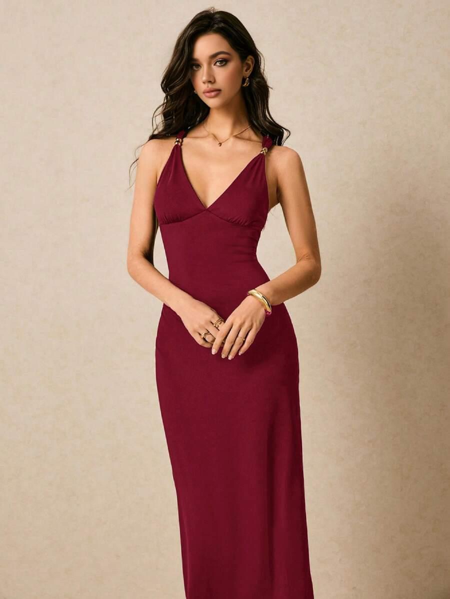 SHEIN CZERWONA MAXI SUKIENKA S09__M