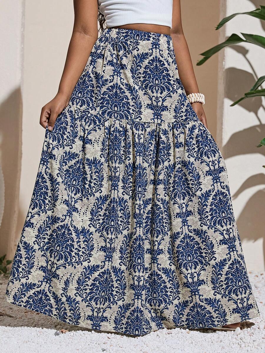 SHEIN MAXI SPÓDNICA WZÓR S06__140-146