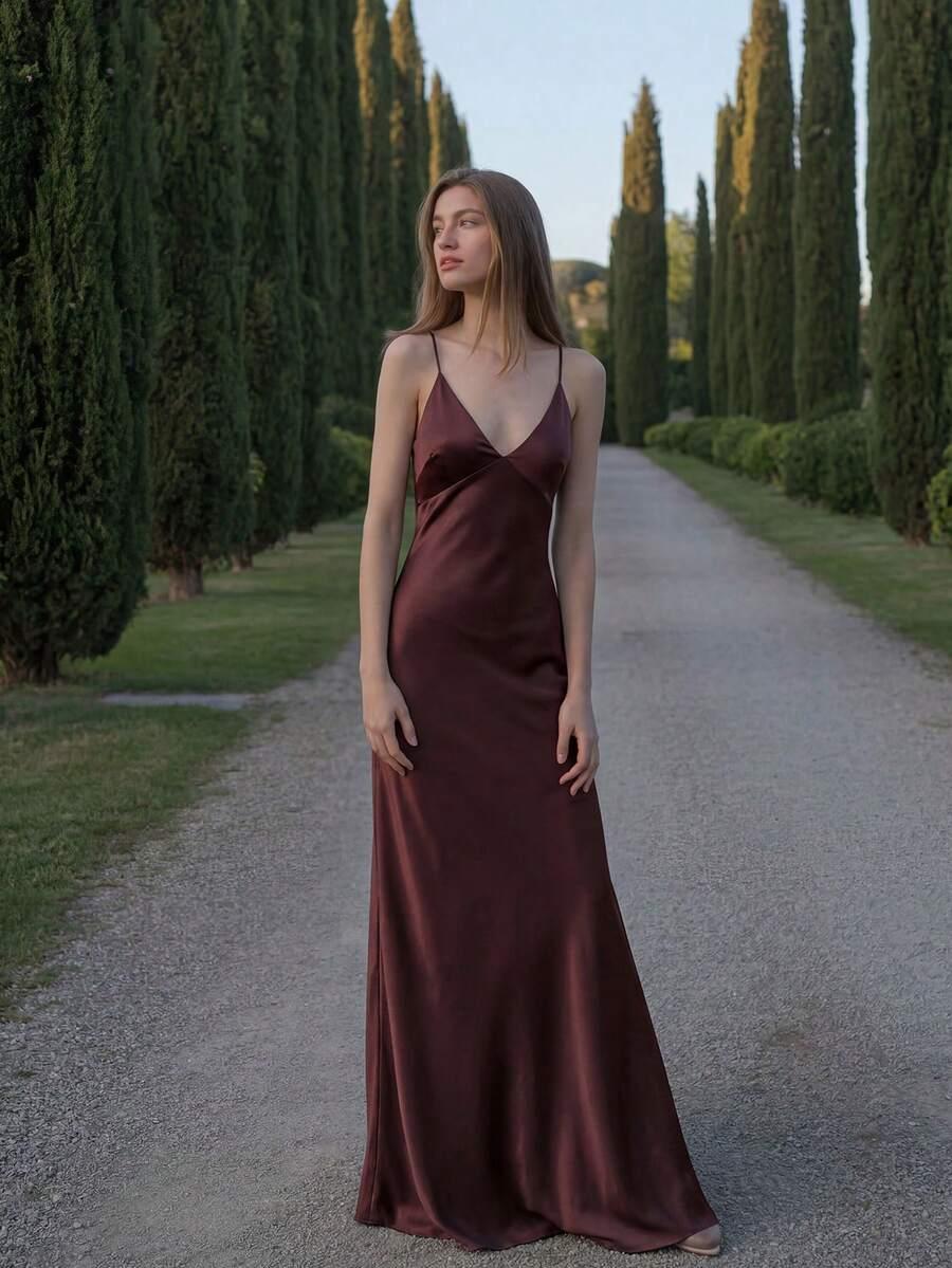 SHEIN SATYNOWA MAXI SUKIENKA S06__S