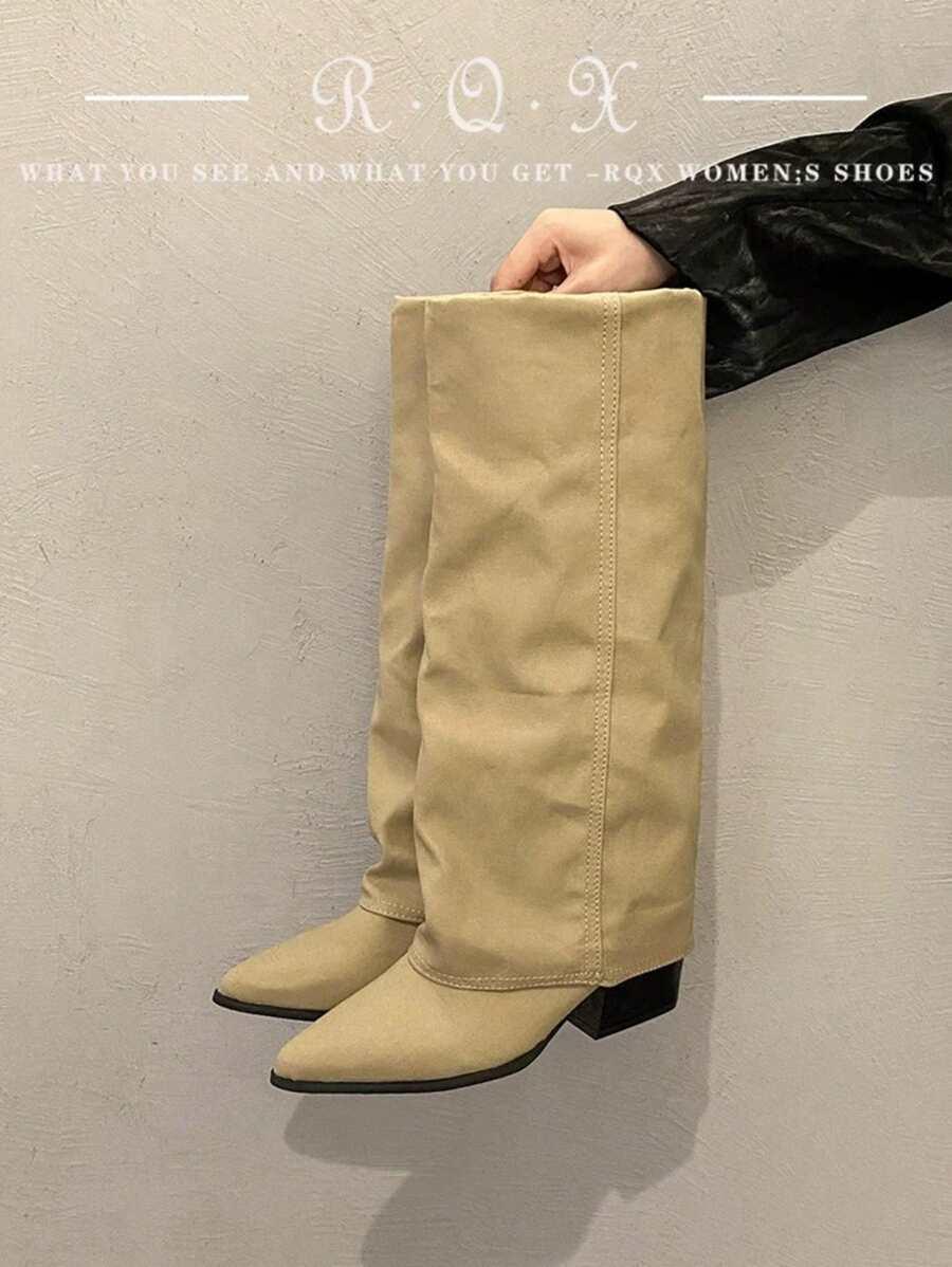 SHEIN BEŻOWE KOZAKI NA OBCASIE W01__39