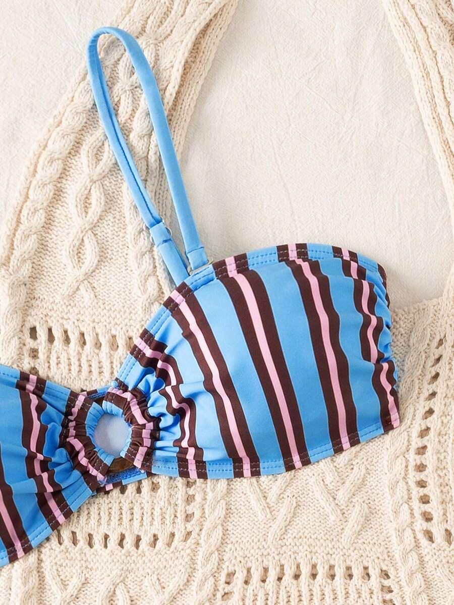 SHEIN DWUCZĘŚCIOWY STRÓJ KĄPIELOWY WZÓR PASKI S09__XS