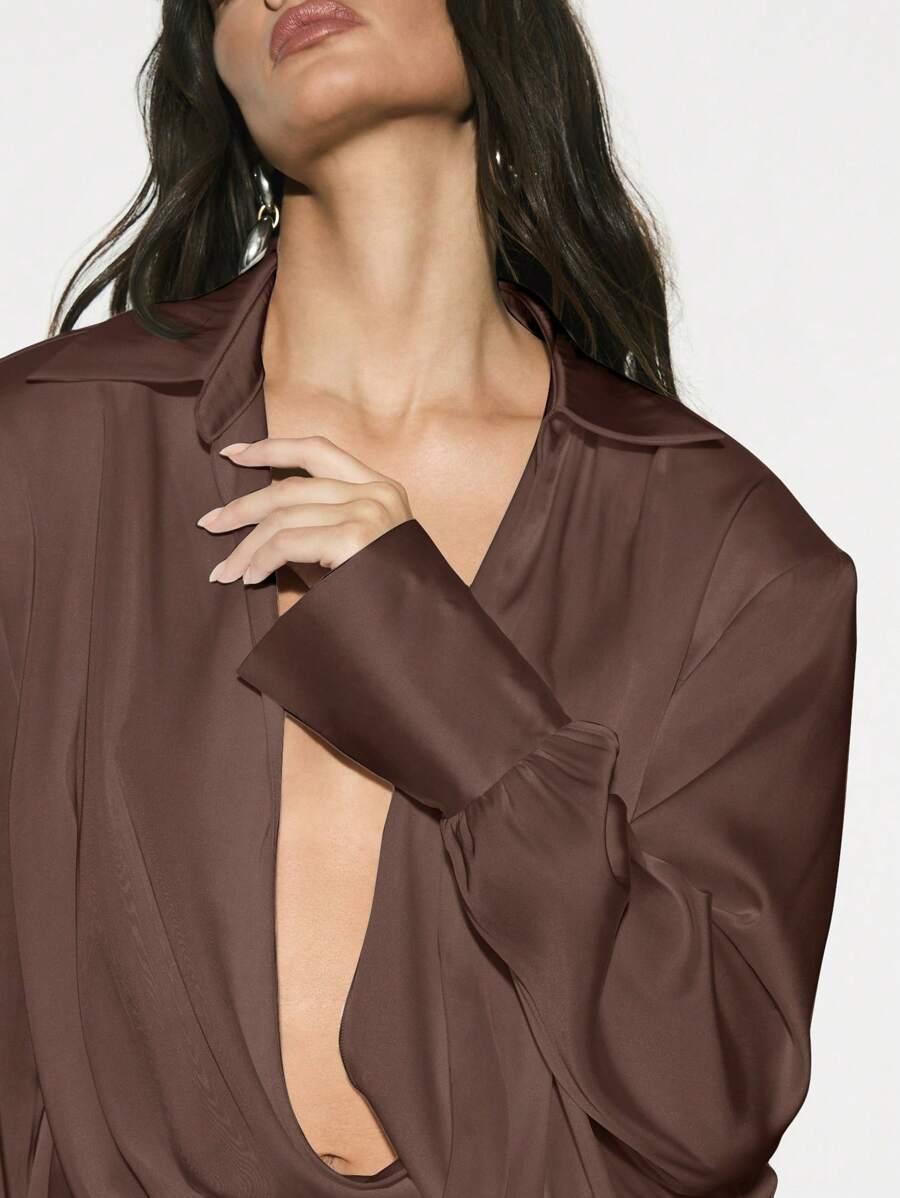 SHEIN BRĄZOWA MAXI SUKIENKA S06__S