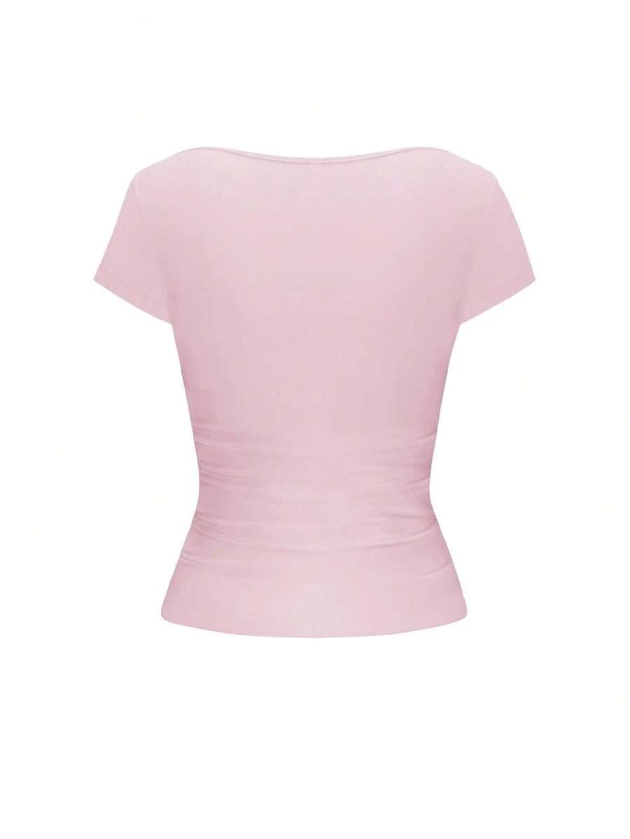 SHEIN RÓŻOWY TOP KRÓTKI RĘKAW PK01__XS