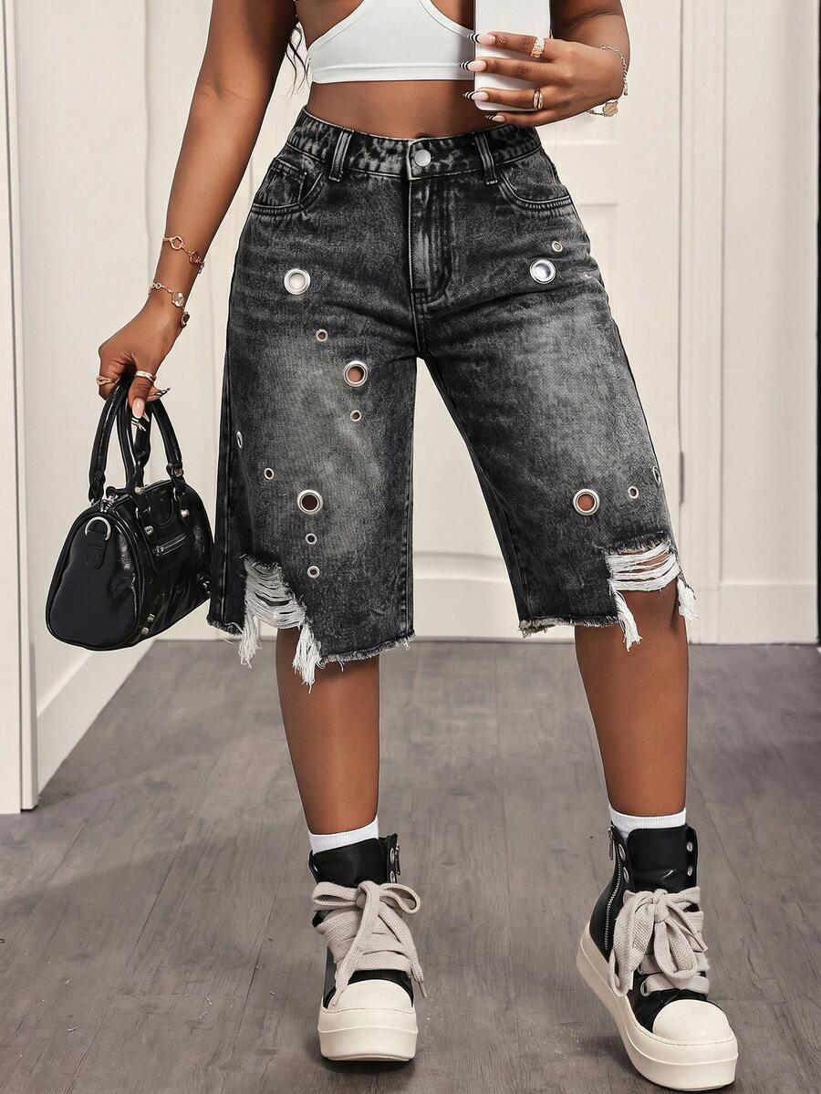 SLAYDIVA SPODENKI JEANS BERMUDY S06__W29/M