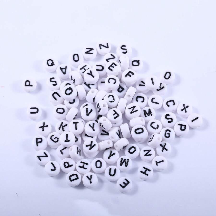 SHEIN BIAŁE KORALIKI LITERKI S07__100-PACK