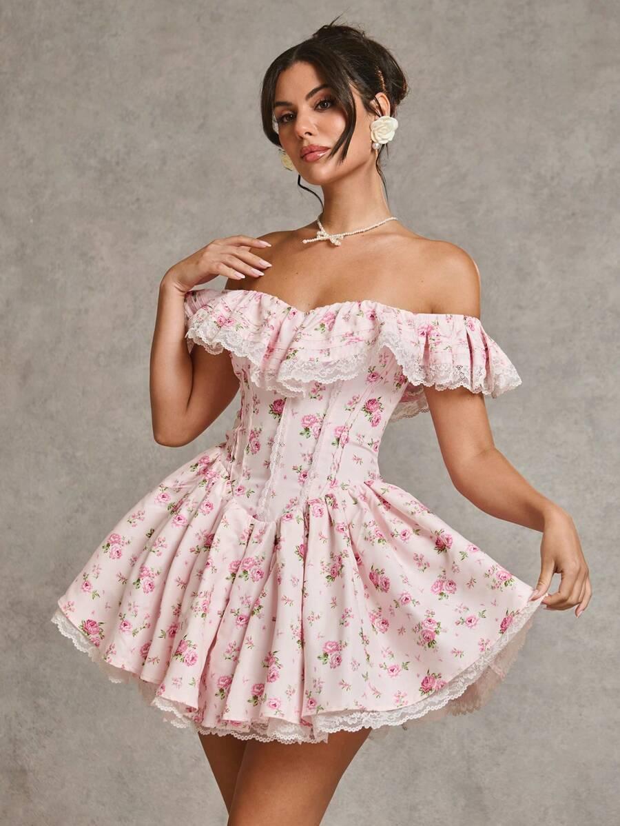 SHEIN MINI SUKIENKA WZÓR KWIATY S06__L