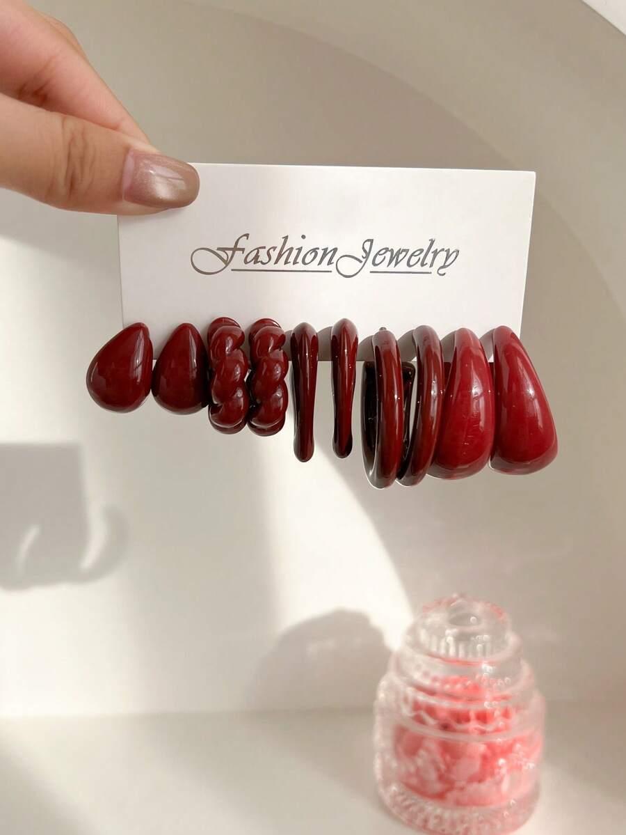 SHEIN ZESTAW CZERWONYCH KOLCZYKÓW S07__30SZT