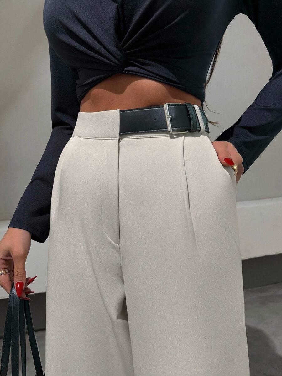 SHEIN BIAŁE SPODNIE PROSTA NOGAWKA S06__L