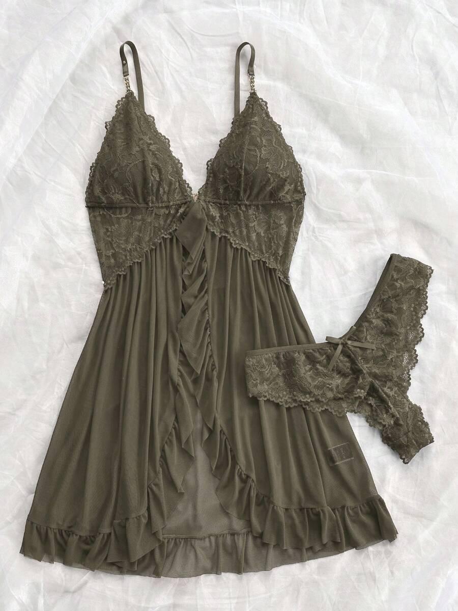 SHEIN ZIELONY KOMPLET BIELIZNY S06__S