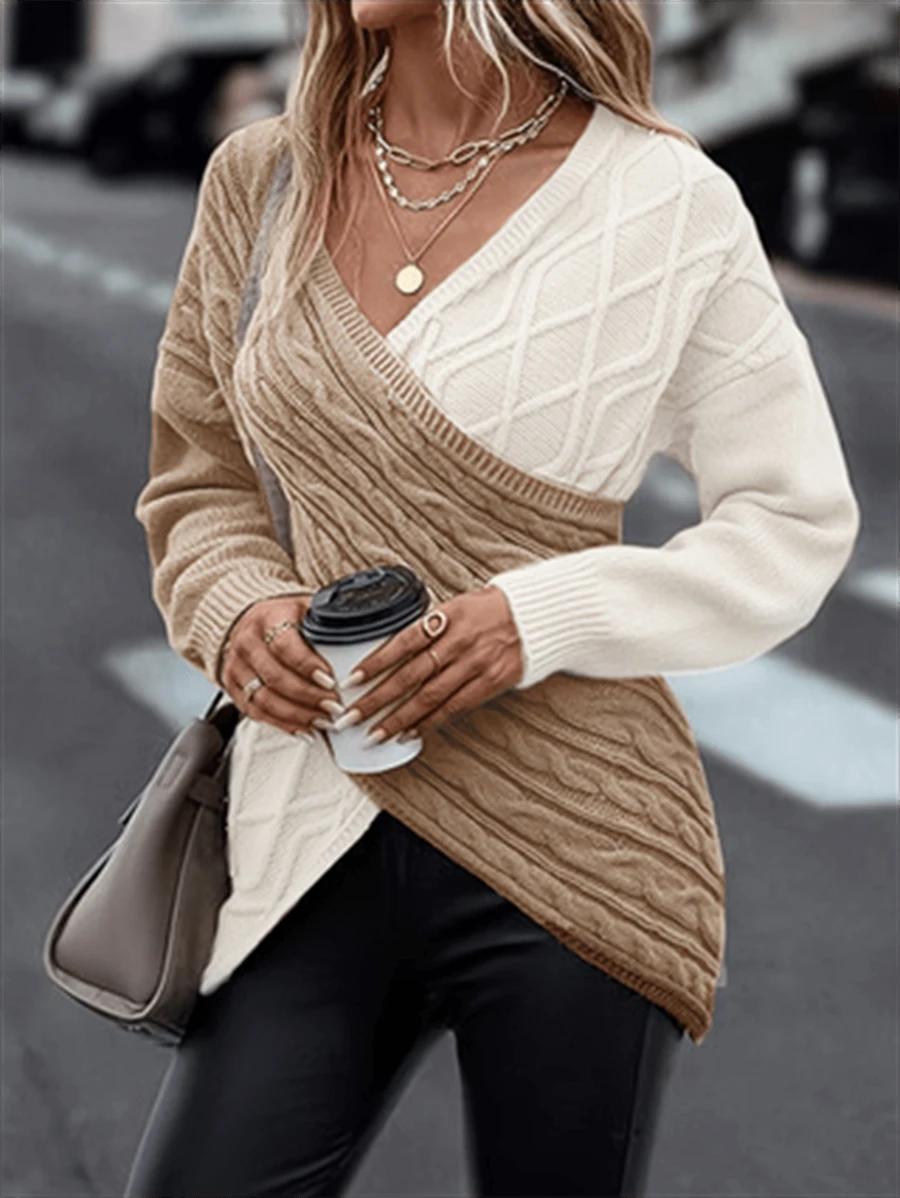 SHEIN BEŻOWY ASYMETRYCZNY SWETER S06__44
