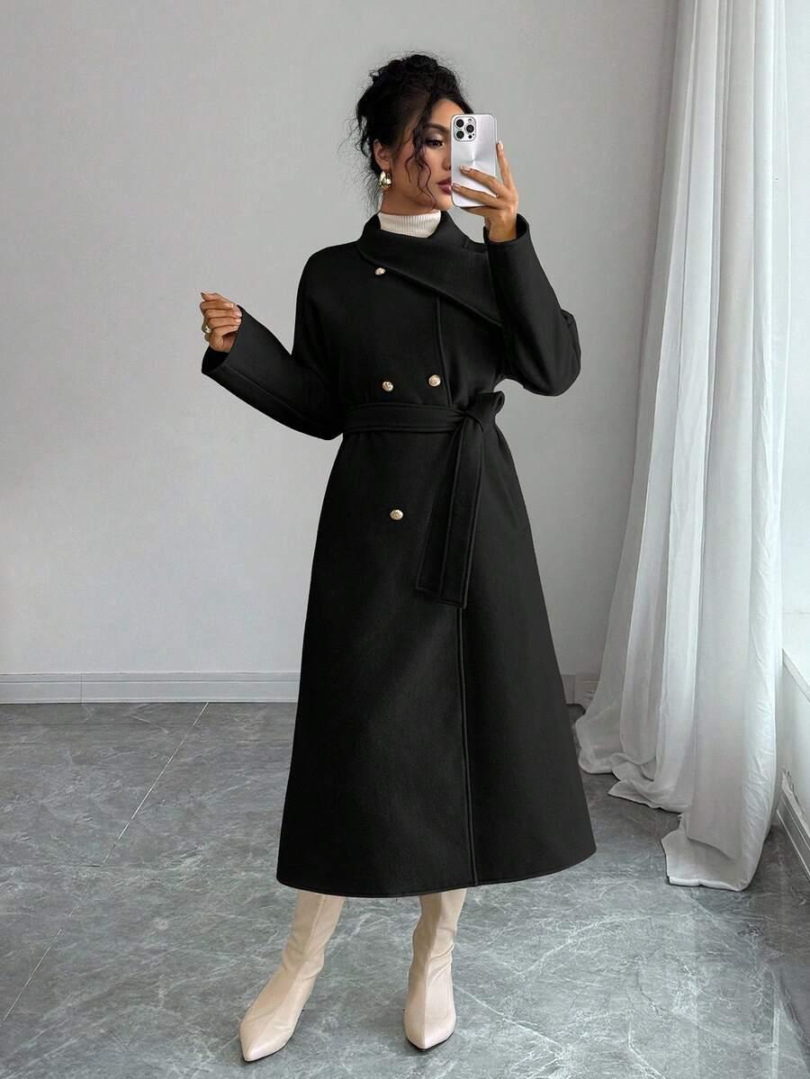 SHEIN CZARNY KLASYCZNY PŁASZCZ W01__XL