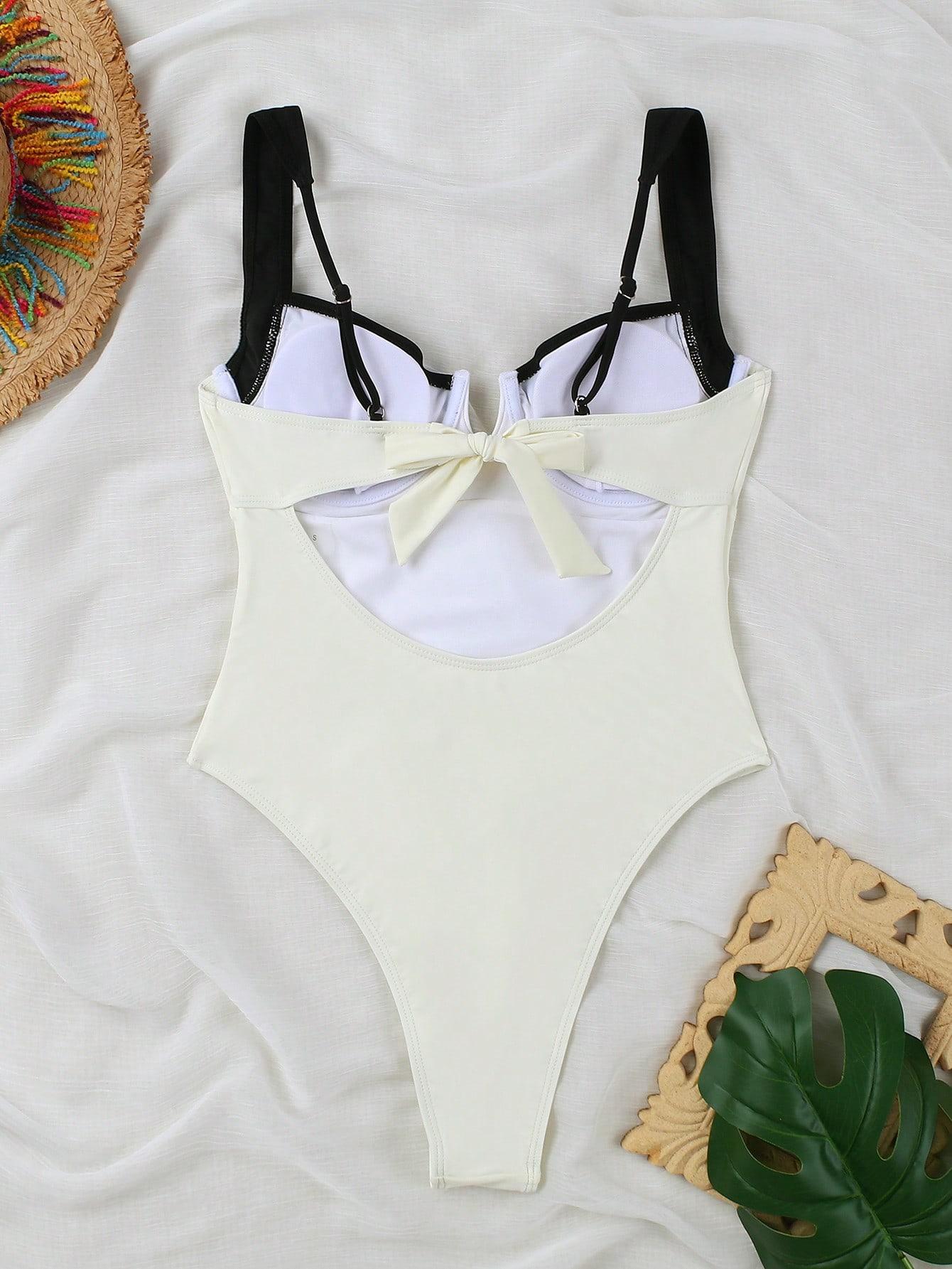 SHEIN JEDNOCZĘŚCIOWY KOSTIUM KĄPIELOWY S09__L