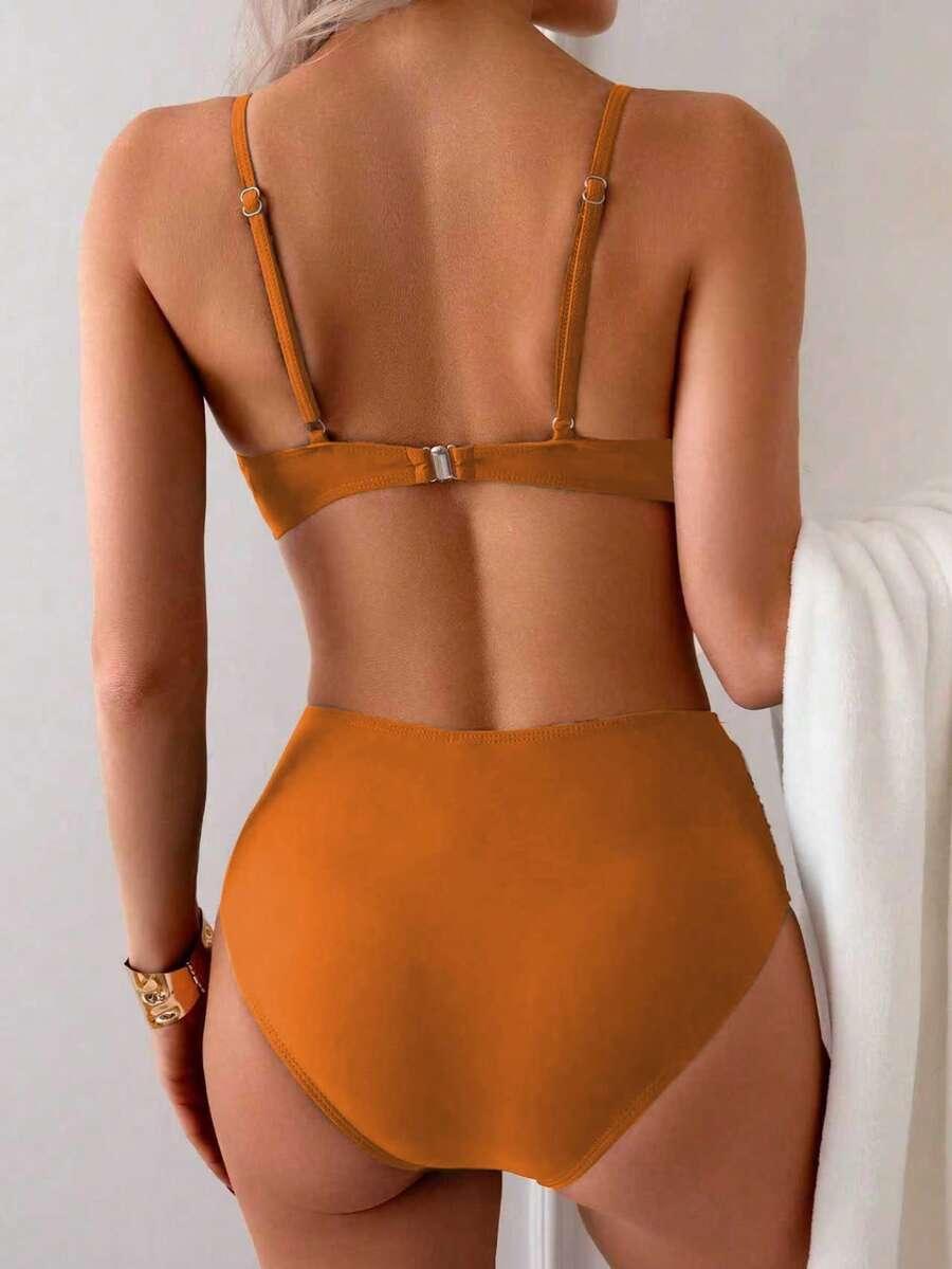 SHEIN POMARAŃCZOWY DWUCZĘŚCIOWY STRÓJ KĄPIELOWY S09__L