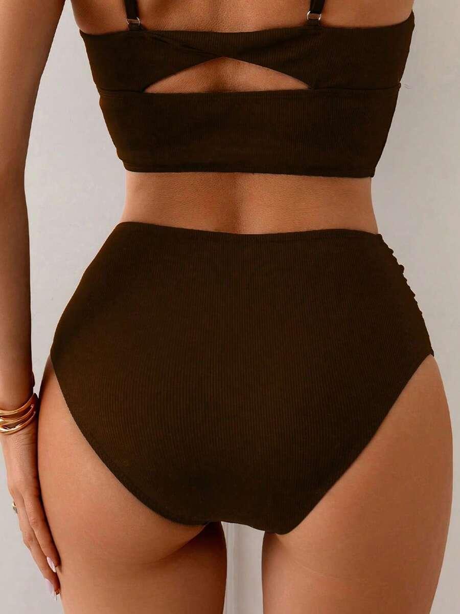 SHEIN BRĄZOWY DÓŁ OD BIKINI S09__M