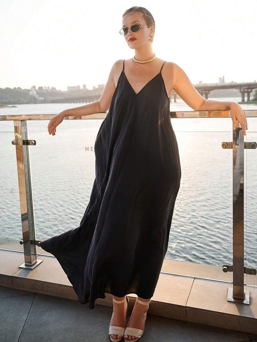 SHEIN CZARNA MAXI SUKIENKA S06__M