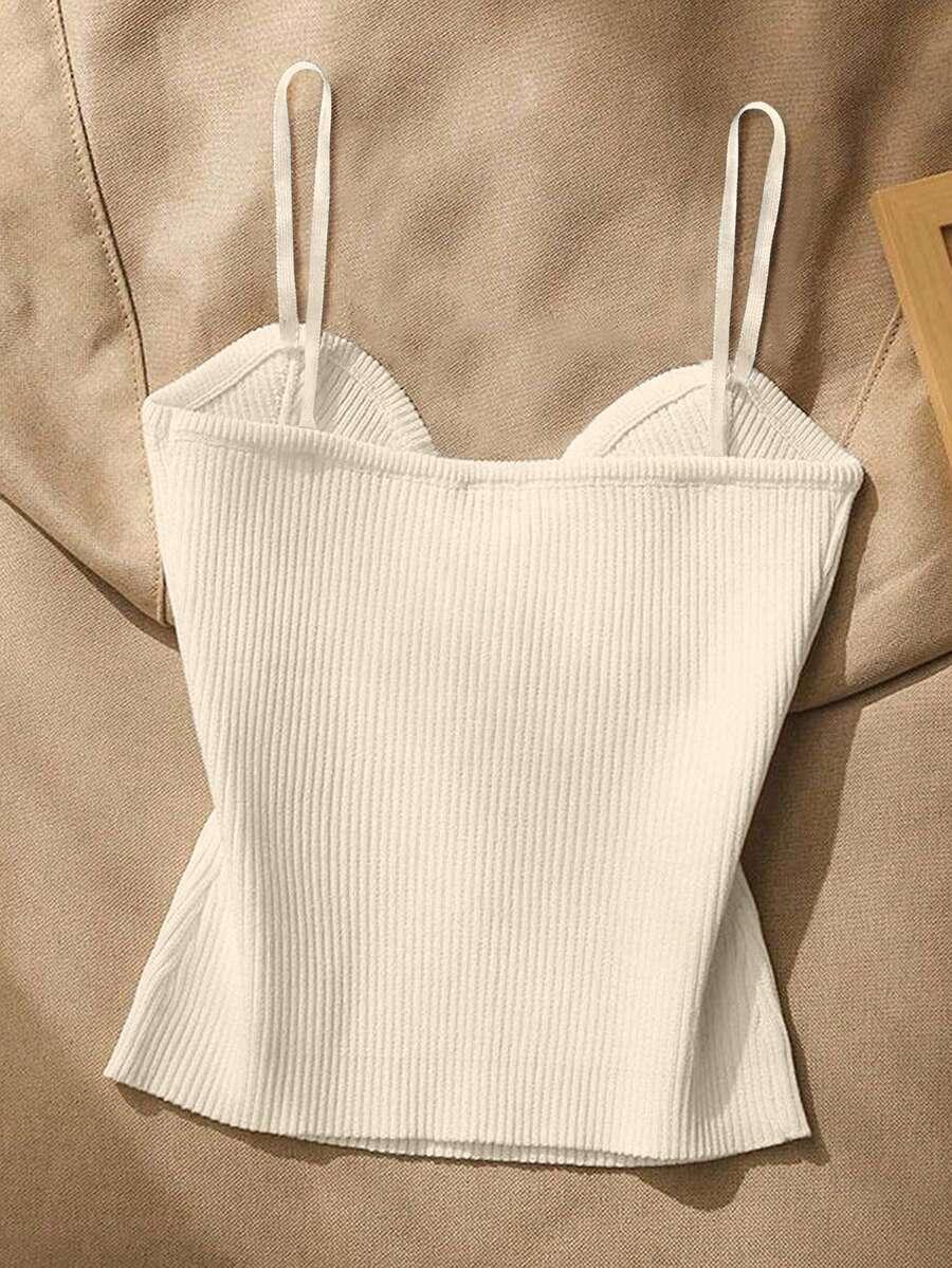 SHEIN BIAŁY DZIANINOWY TOP NA RAMIĄCZKACH