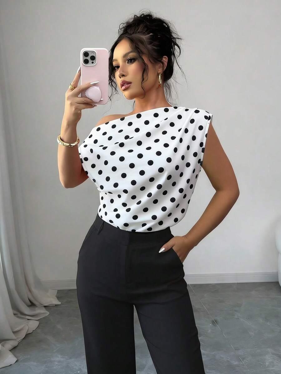 SHEIN TOP ASYMETRYCZNY DEKOLT S06__XL