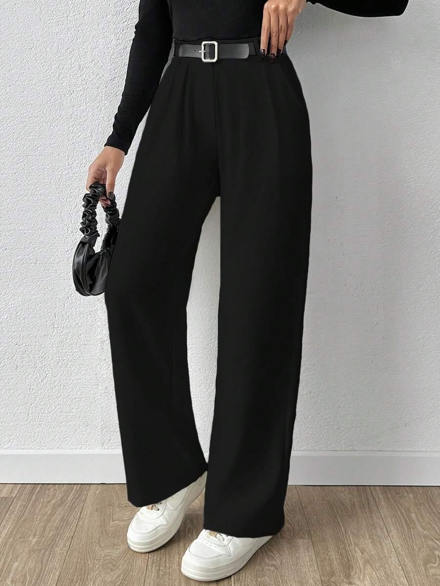 SHEIN CZARNE SPODNIE PROSTA NOGAWKA S06__M