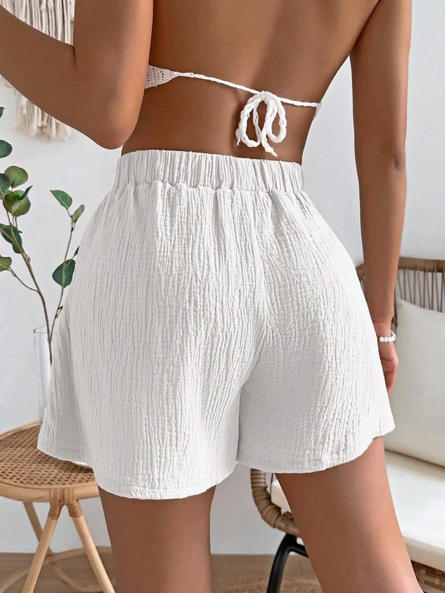 SHEIN BIAŁE BAWEŁNIANE SPODENKI S06__XXS