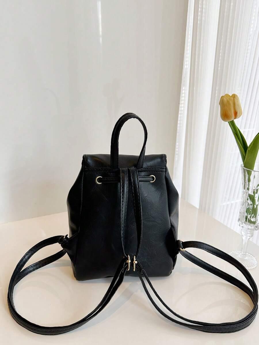 SHEIN CZARNY PLECAK IMITACJA SKÓRY S07__18X25 CM