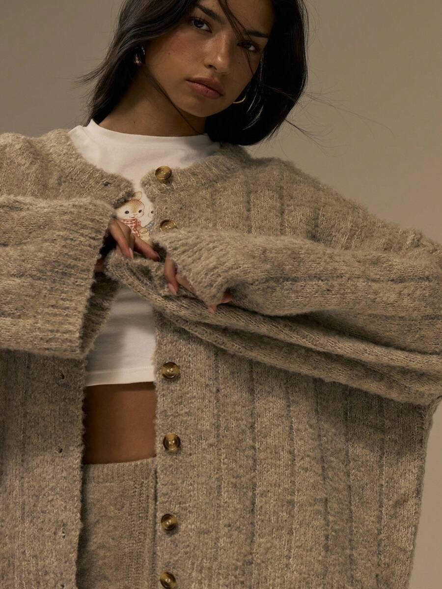 MUSERA DZIANINOWY SWETER Z DOMIESZKĄ WEŁNY S06__L
