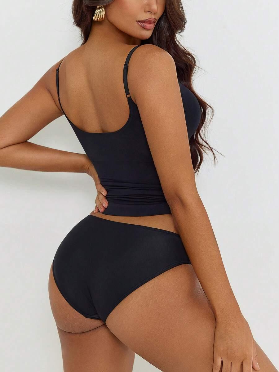 SHEIN CZARNY TOP NA RAMIĄCZKACH PK01__S