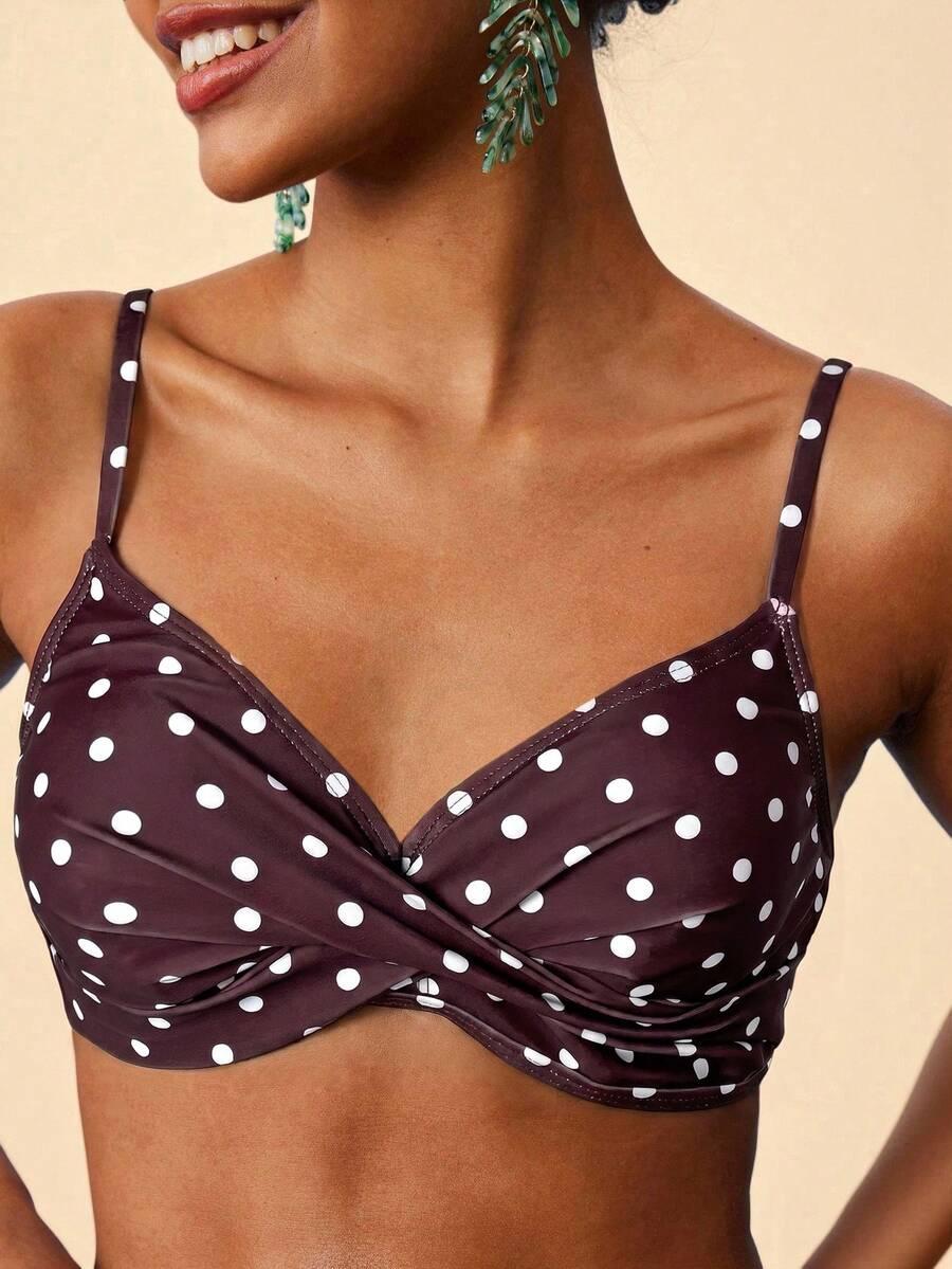 SHEIN BRĄZOWY DWUCZĘŚCIOWY STRÓJ KĄPIELOWY S09__S