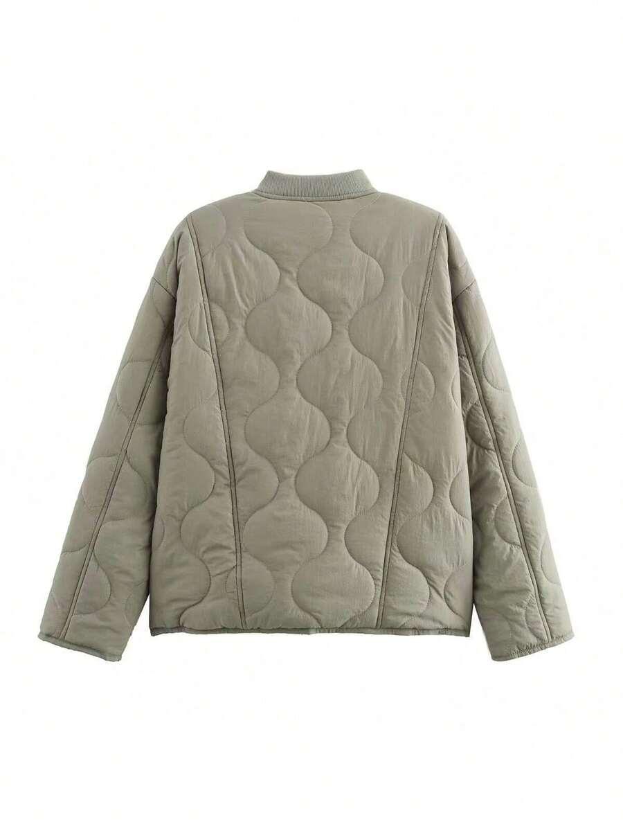 SHEIN ZIELONA PIKOWANA KURTKA GUZIKI W01__S