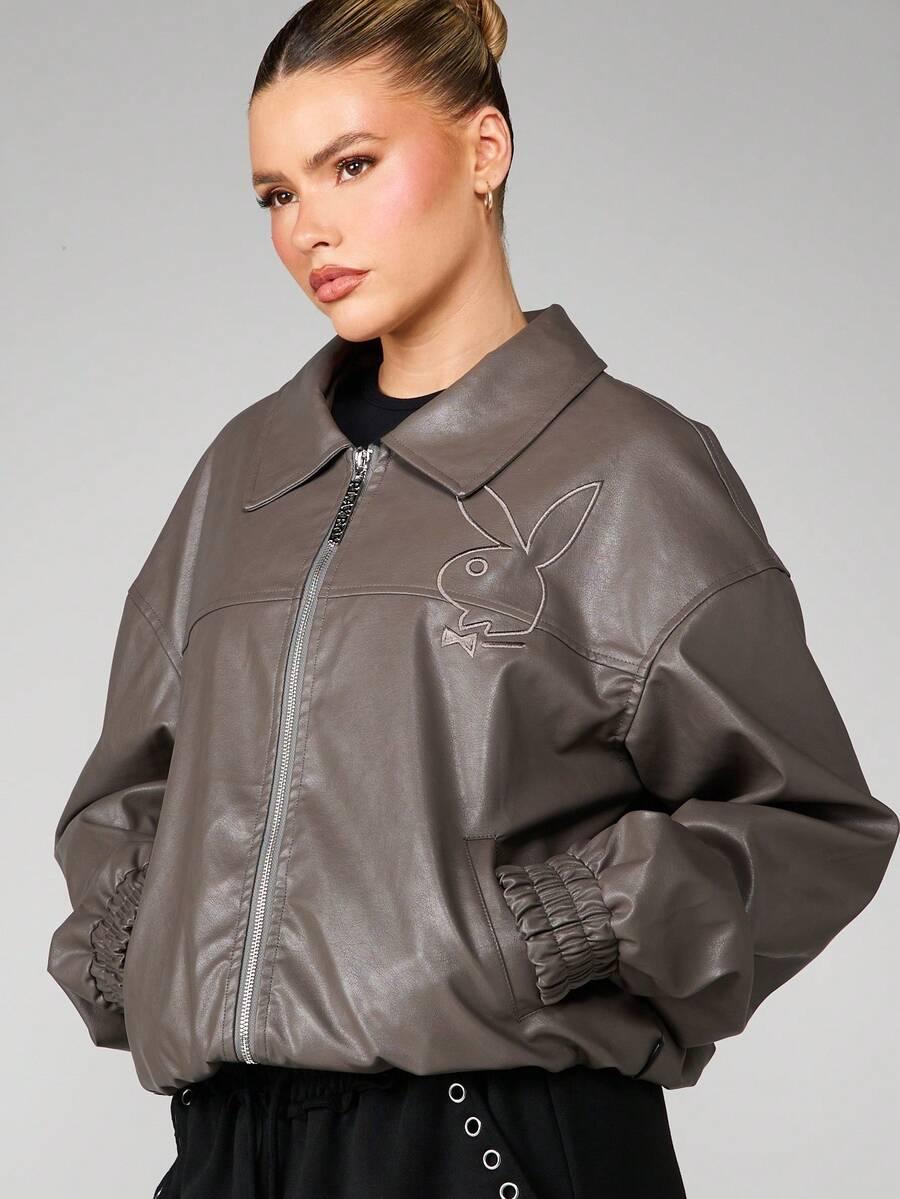 MISSGUIDED BRĄZOWA KURTKA IMITACJA SKÓRY S06__S