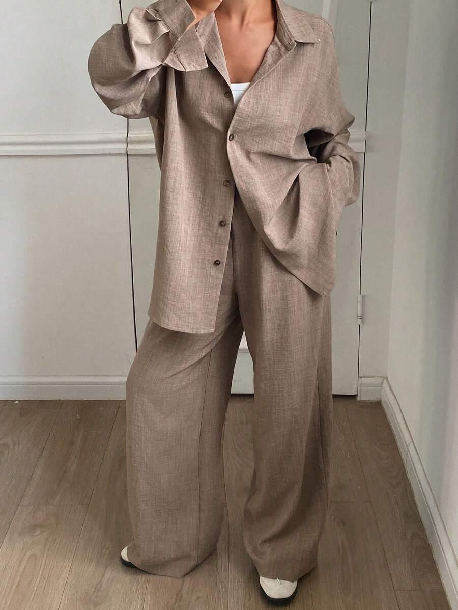 SHEIN SPODNIE SZEROKIE NOGAWKI PK01__M