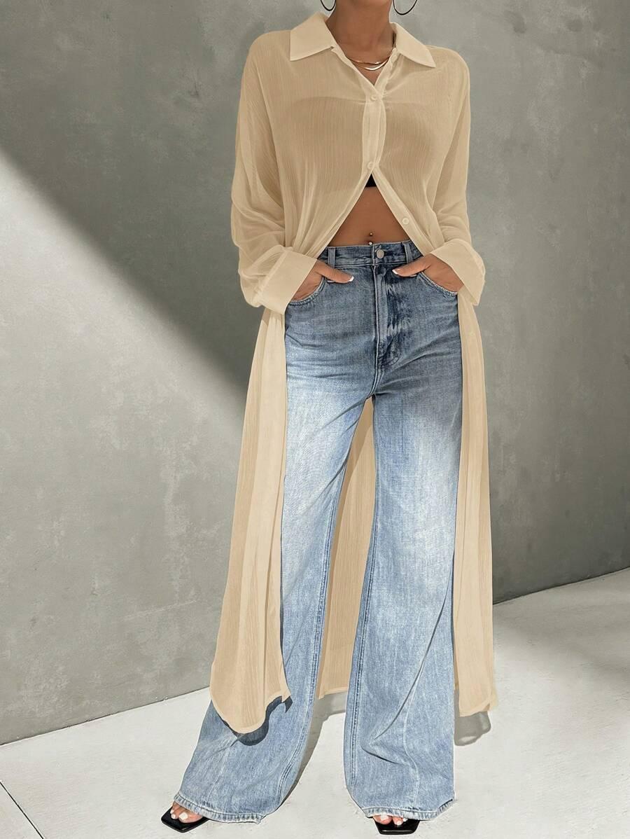 SHEIN DŁUGA KOSZULA GUZIKI S06__XS