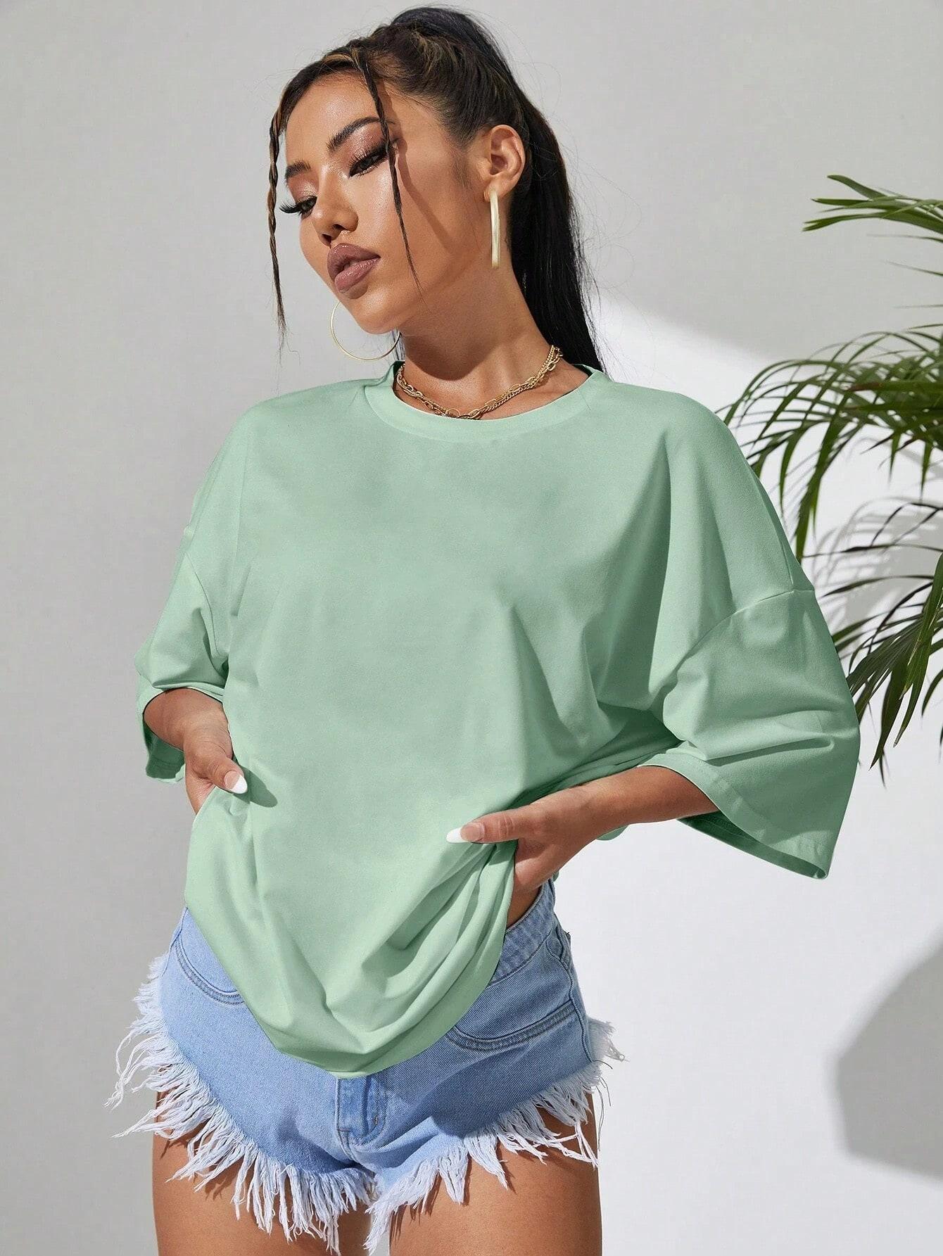 SHEIN ZIELONY T-SHIRT OVERSIZE S06__L