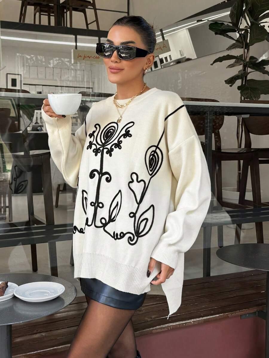 SHEIN SWETER DŁUGI RĘKAW WZÓR S06__M