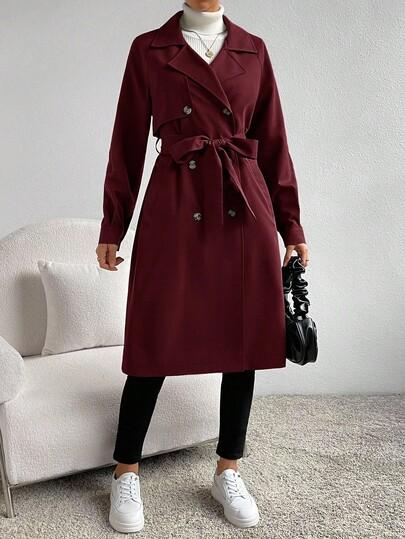 SHEIN BORDOWY PŁASZCZ GUZIKI W01__M