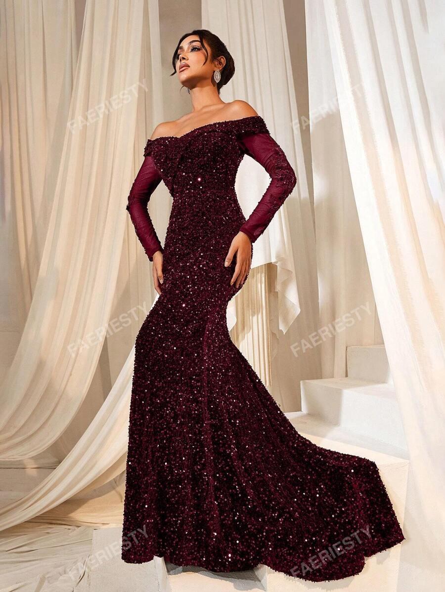 FAERIESTY BORDOWA MAXI SUKIENKA CEKINY PK01__S