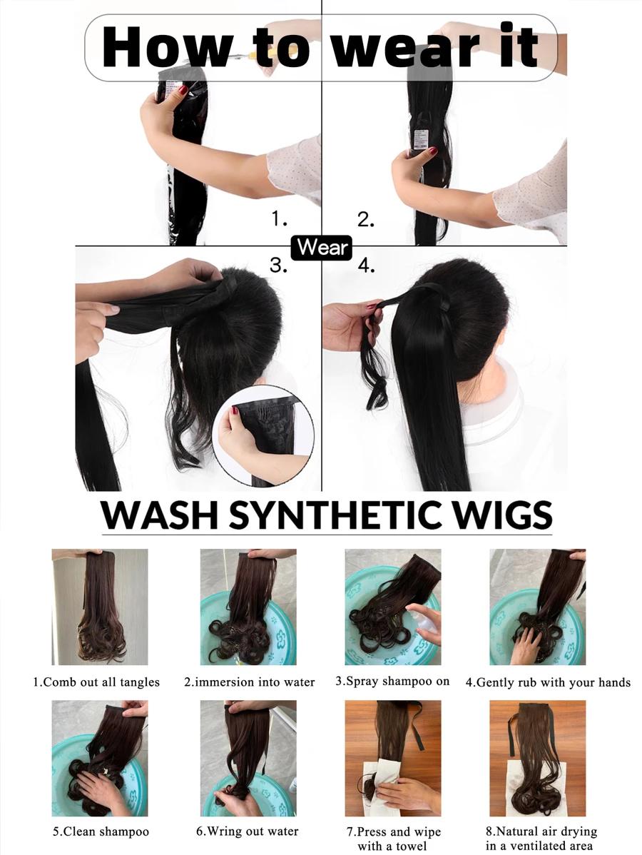 SHEIN CZARNE SZTUCZNE WŁOSY S07
