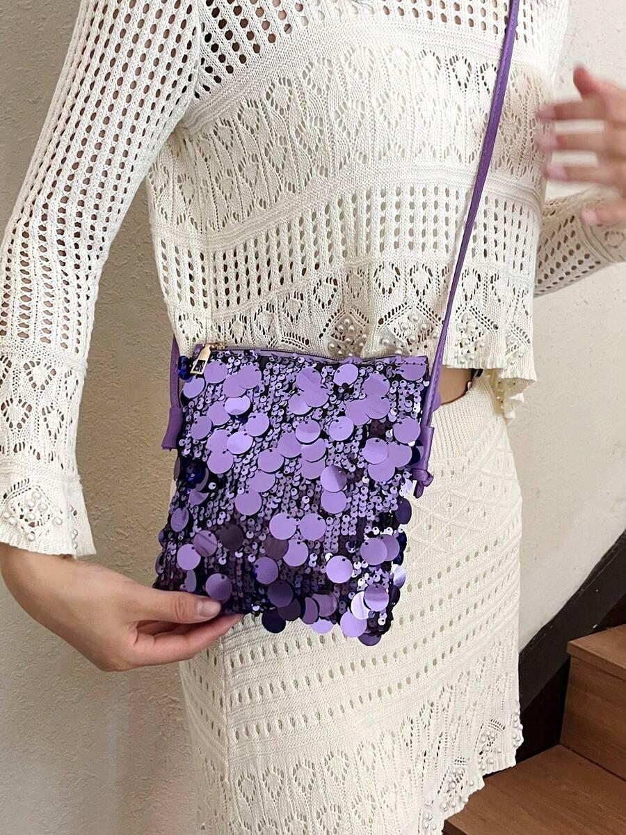 SHEIN FIOLETOWA TOREBKA CEKINY S07__17X18CM