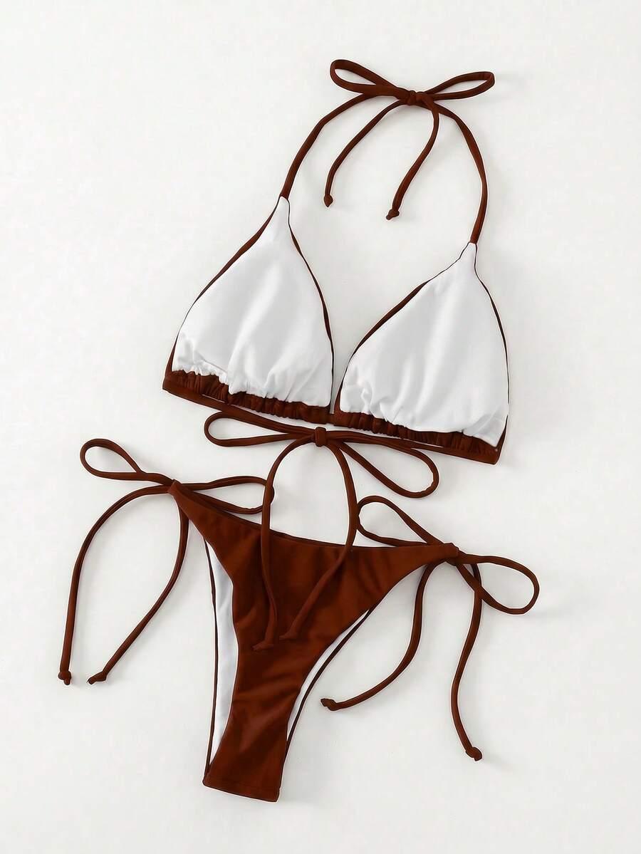 SHEIN DWUCZĘŚCIOWY WIĄZANY KOSTIUM BIKINI S09__M