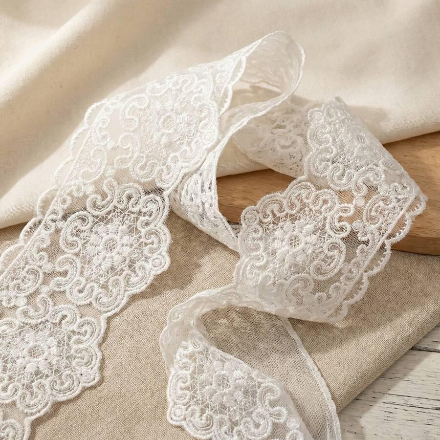 SHEIN BEŻOWA HAFTOWANA KORONKA TKANINA S07__455CM