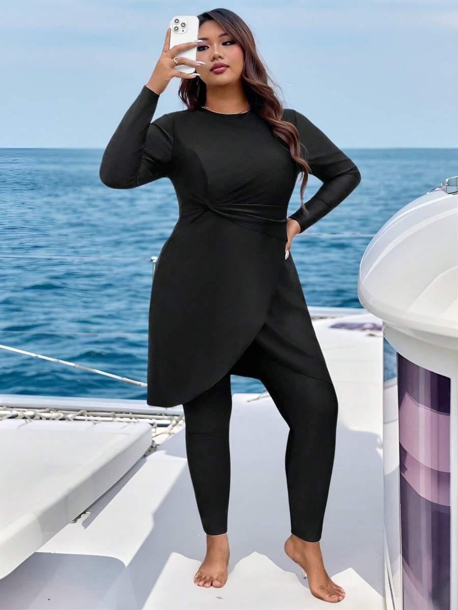 SHEIN CZARNY DWUCZĘŚCIOWY STRÓJ KĄPIELOWY S09__XXL