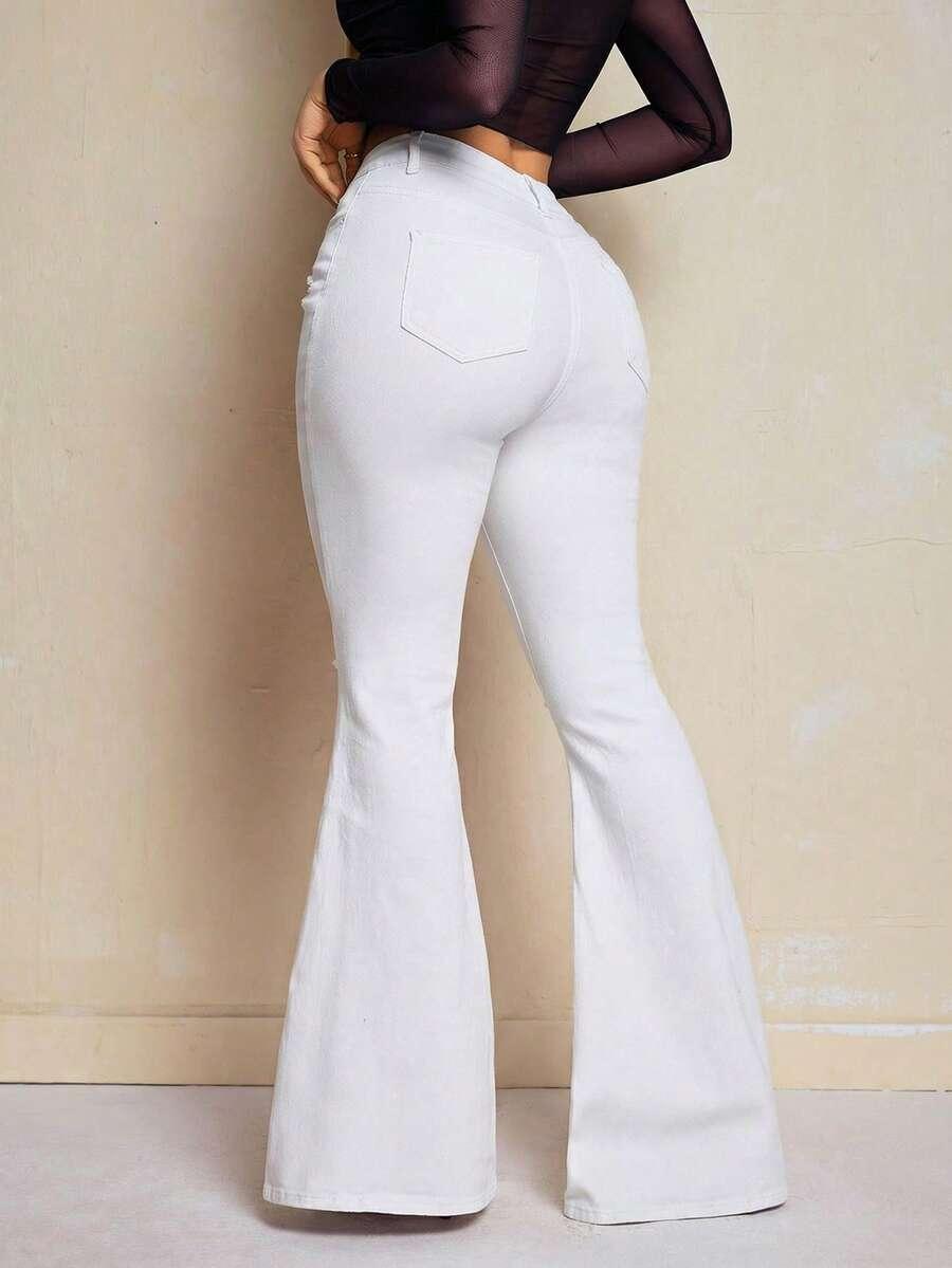 SHEIN BIAŁE JEANSY DZWONY S06__XS