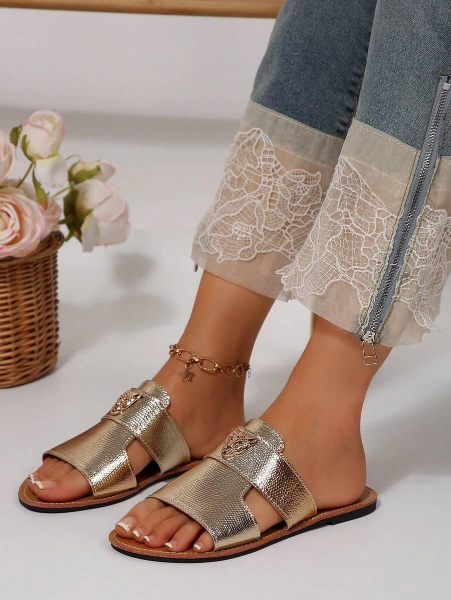 SHEIN ZŁOTE KLAPKI ZDOBIENIE S06__37,5