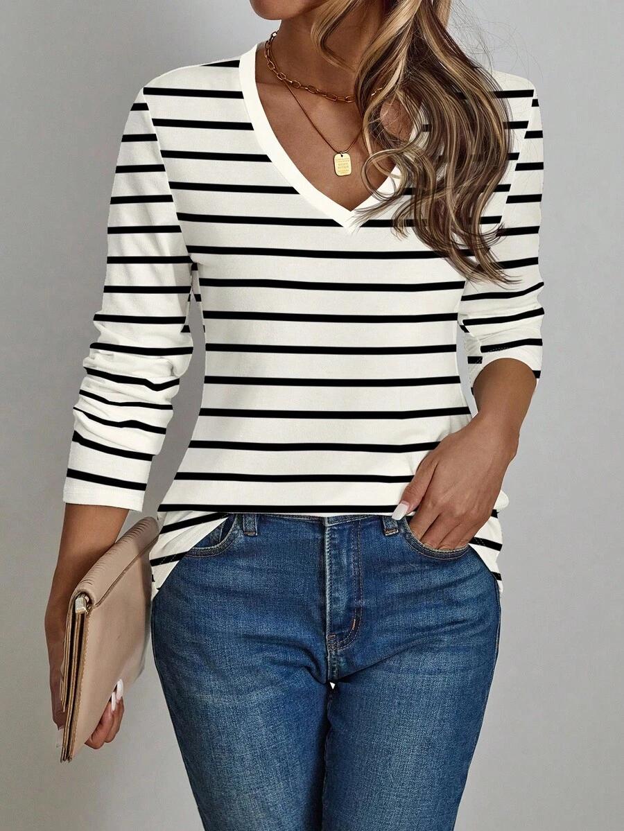 SHEIN BIAŁA BLUZKA PASKI S06__XL
