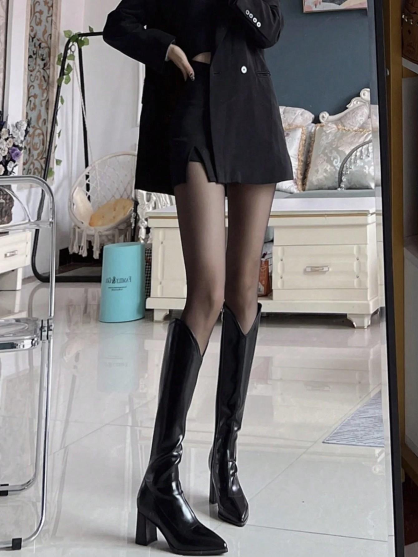 SHEIN CZARNE KOZAKI IMITACJA SKÓRY W01__37,5